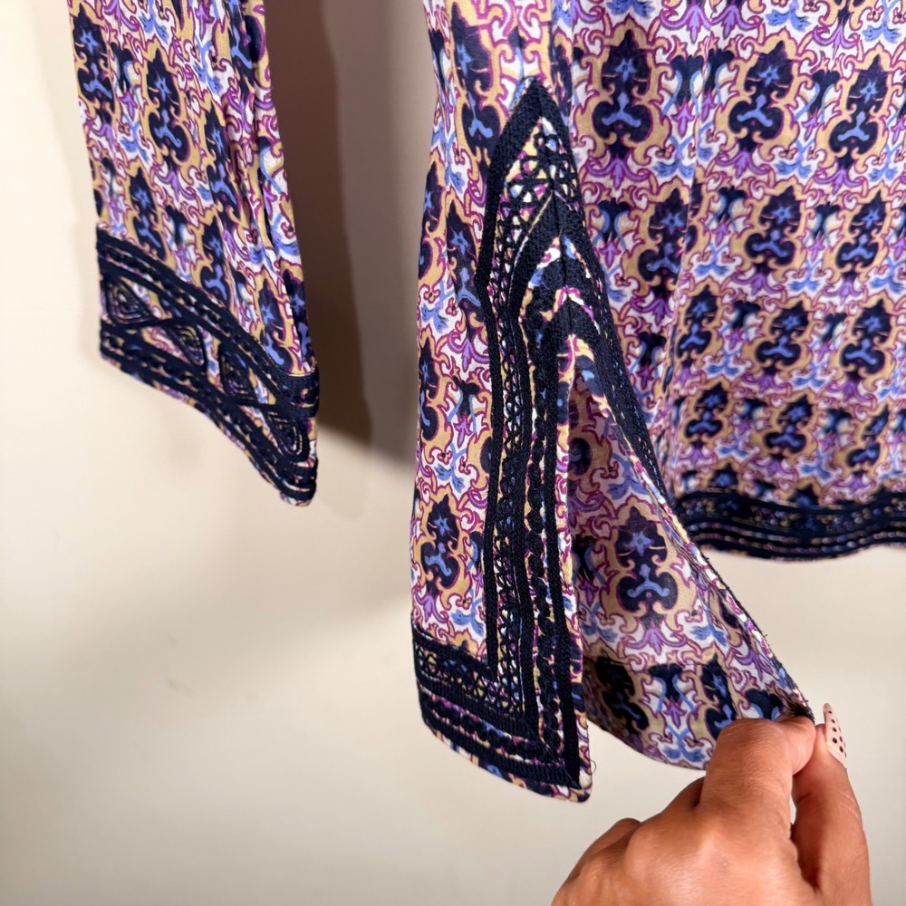Tory Burch Damask Crochet Trim Tunic Top Sz 4 Boho Resort Wear preppy designer - Picture 6 of 14